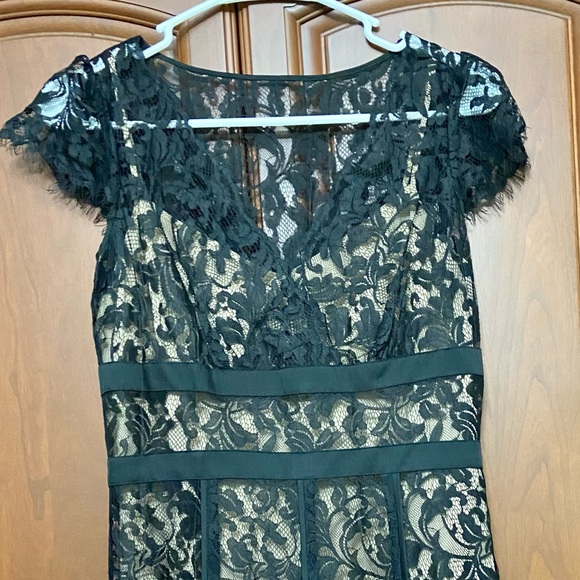 ann taylor loft black lace dress Ann Taylor Loft Dress Brown & White Size 12P SKU 000197-5  Designers On A  Dime